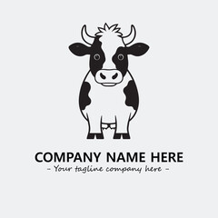 Cow illustration black and white for logo company vector image
