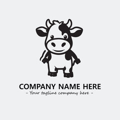 Cow illustration black and white for logo company vector image
