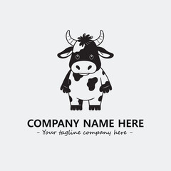 Cow illustration black and white for logo company vector image
