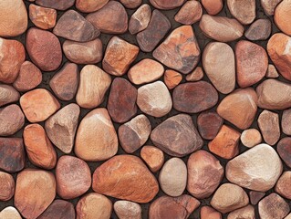 A close-up view of various smooth stones in earthy tones, creating a natural, textured background.