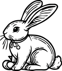 rabbit ink sketch vector illustration for coloring book