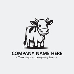 Cow illustration black and white for logo company vector image
