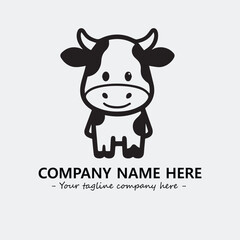 Cow illustration black and white for logo company vector image
