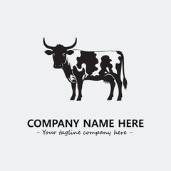 Cow illustration black and white for logo company vector image
