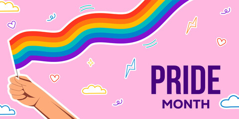 Fototapeta premium pride month horizontal banner illustration in flat design style