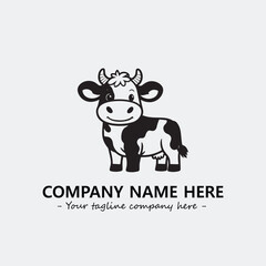 Cow illustration black and white for logo company vector image
