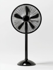 Obraz premium Black Square Head Floor Fan on White Background