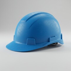 Fototapeta premium Blue Protective Hard Hat on Plain Background for Construction Site Safety