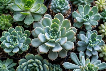 Serene Aerial Perspective of Lush Green Succulents for Invigorating Nature Experience