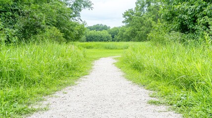 Obraz premium Serene nature path tranquil green meadow landscape photography