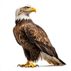 Obraz premium Brown And White Bald Eagle Profile On White Background