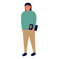 University Student Illustration in Flat Design. Vector Character