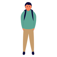 University Student Illustration in Flat Design. Vector Character