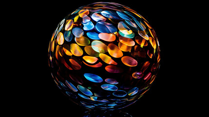 Vibrant disco ball casting colorful reflections, celebrating dynamic energy and abstract party vibes