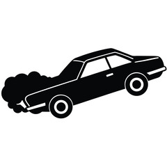 Car Drifting Sideways With Smoke Trails