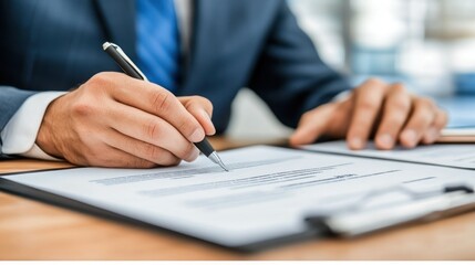 Businessperson signing a document