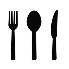 Black Cutlery Silhouette – Knife, Spoon, and Fork Vector Icons