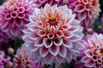 Stunning Close-Up of Blooming Dahlia Pinnata Showcasing Intricate Floral Details