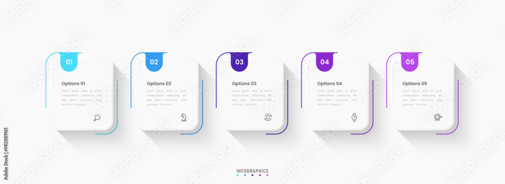 Wall mural vector infographic label design template with icons and 5 options or steps. can be used for process 