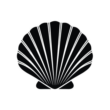 Scallop shell Vector art and illustration, Scallop silhouette