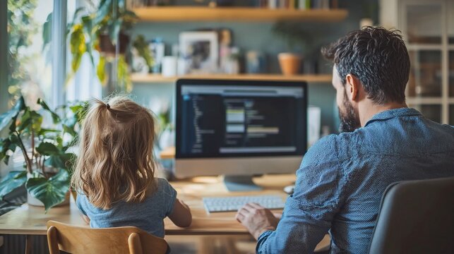 Father and daughter working from home (1)
