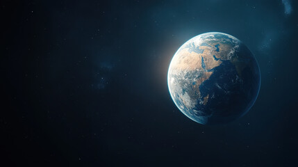 Obraz premium Earth is depicted in stunning view from space, showcasing its vibrant colors and intricate details against backdrop of stars and cosmic elements. image evokes sense of wonder and exploration
