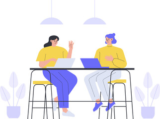 Work From Home Working Office Home Freelance Employee Online Character Cartoon Illustration Workspace Flexible Workplace Remote Company Laptop Job Project Computer