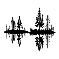 Reflected Forest Echo in Minimalist Silhouette Art