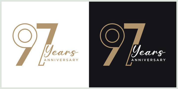 anniversary 97th logotype vector with brown and white color for special celebration day