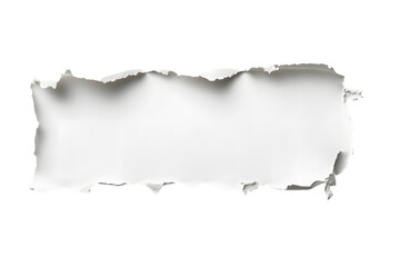 Ripped hole breaking through torn in ripped paper white with broken hole in paper craft. Isolated on cut out PNG or transparent background.