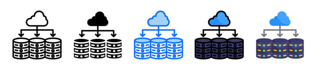 Cloud Database Icon Set Multiple Style Collection