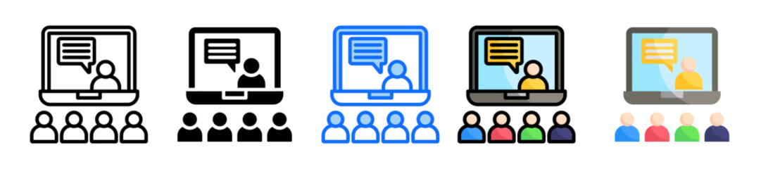 Online Training Icon Set Multiple Style Collection