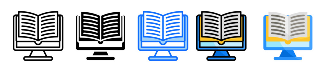 Digital Reading Icon Set Multiple Style Collection