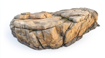 Tan Rock Formation with Rough Texture Isolated on a Clean White Background
