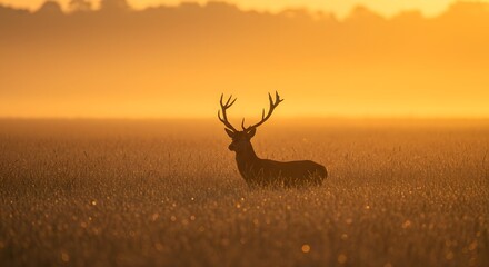 Obraz premium Majestic Deer Sunrise Silhouette.
