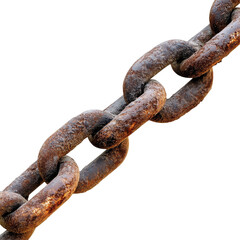 Fototapeta premium Industrial chain symbolizing strength and security in a rugged and weathered condition, Industrial Chain A Symbol Strength and Security, white background