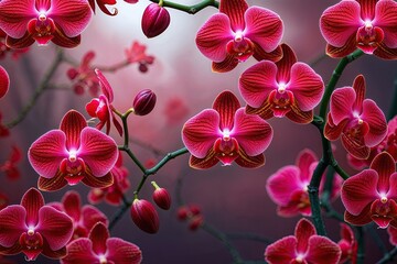 Fototapeta premium Luxurious Abstract Red Orchid Background for Elegant Decoration