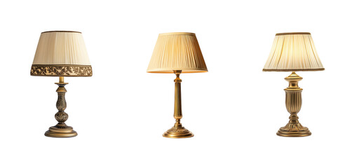Collection of Classsic table lamp isolate on transparent background