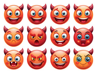 Fototapeta premium set of angry faces emojis png