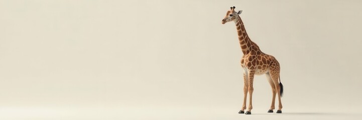 Obraz premium Elegant giraffe, light face, dark legs, neutral background, calm, wildlife, image