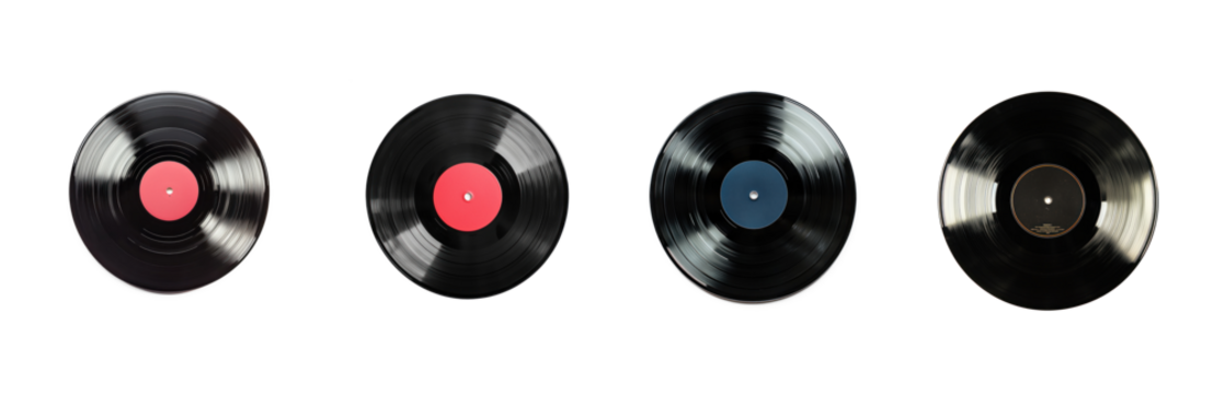 Collection of Vinyl record isolate on transparent background