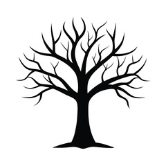 Obraz premium Leafless Tree icon of silhouette vector illustration on white background