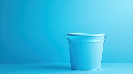 Light blue bucket on a bright blue background