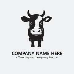 Cow illustration black and white for logo company vector image
