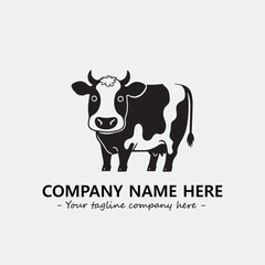Cow illustration black and white for logo company vector image
