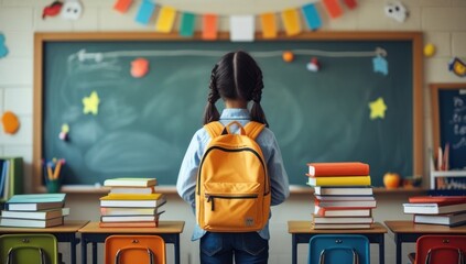 Back to school boy and girl with bags