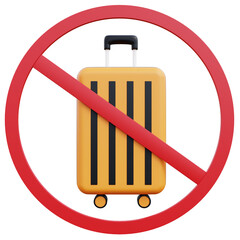 No luggage allowed in unauthorized areas. 3D illustration.