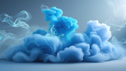 Ethereal Blue Smoke and Cloud Abstract with Soft Lighting