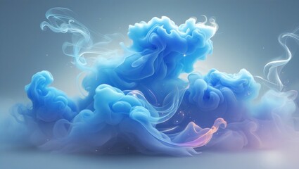 Ethereal Blue Smoke and Cloud Abstract with Soft Lighting