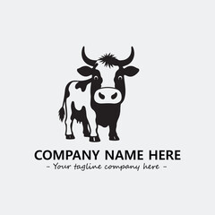 Cow illustration black and white for logo company vector image
